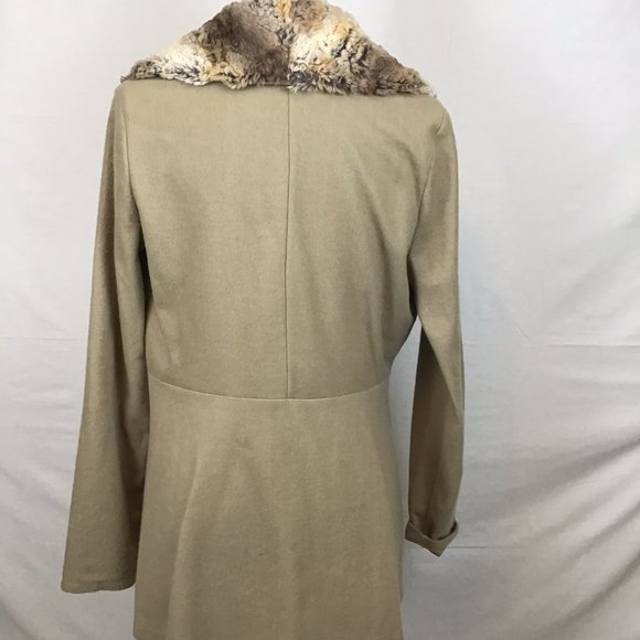 Slinky Brand Neutral Tan Faux Fur Collar Jacket M - Picture 2 of 6